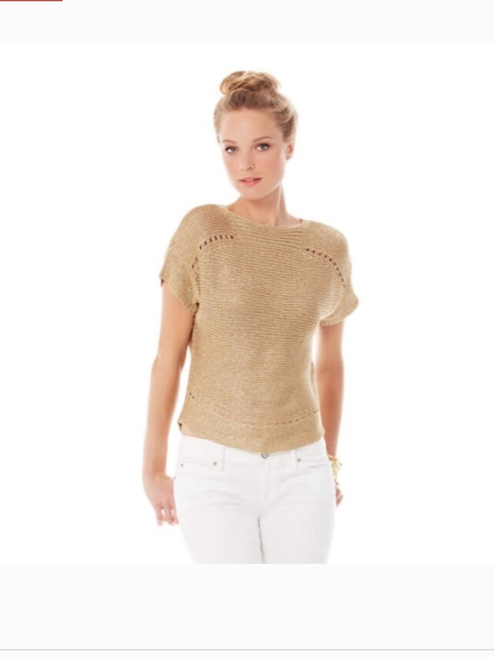 Lilly Pulitzer Bergin sweater short sleeve medium metallic gold
